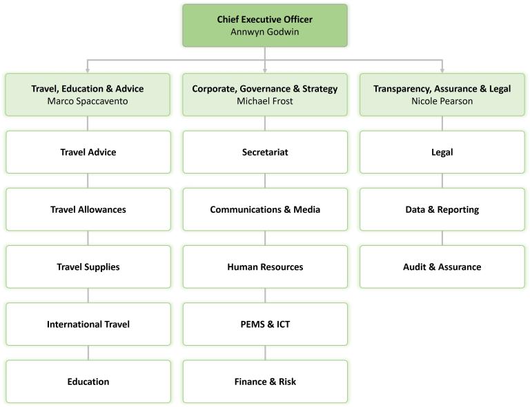 IPEA Organisational Chart with Annwyn Godwin as CEO