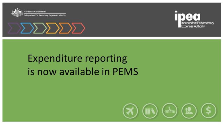 Expenditure reporting is now available in PEMS