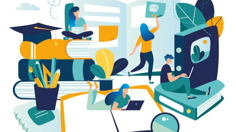 Stylish frame for the text on the topic of education. training young people to gain knowledge from books and the Internet