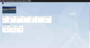 Opening page for video - filter travel expenses and save views in PEMS