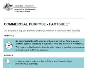 Commercial Purpose factsheet cover page