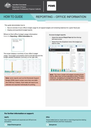 PEMS Help Guide - View office Budget Usage first page